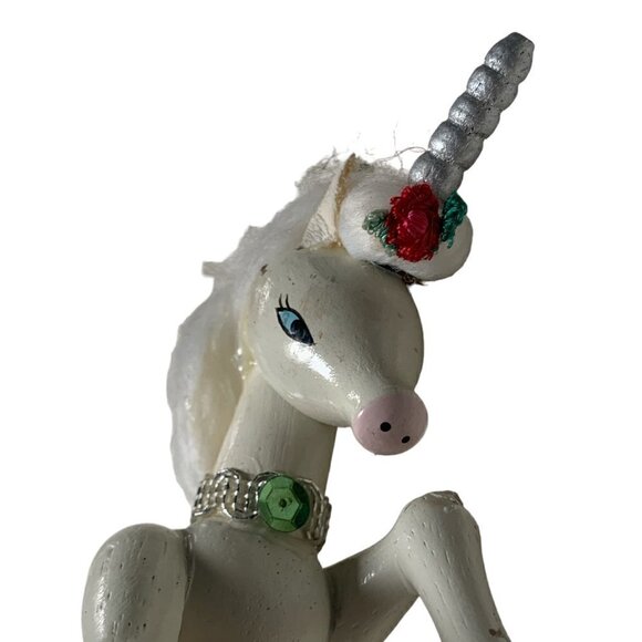 Vintage 1983 Kurt S Adler Inc. White Wooden Unicorn Christmas Ornament 108B - Picture 3 of 6